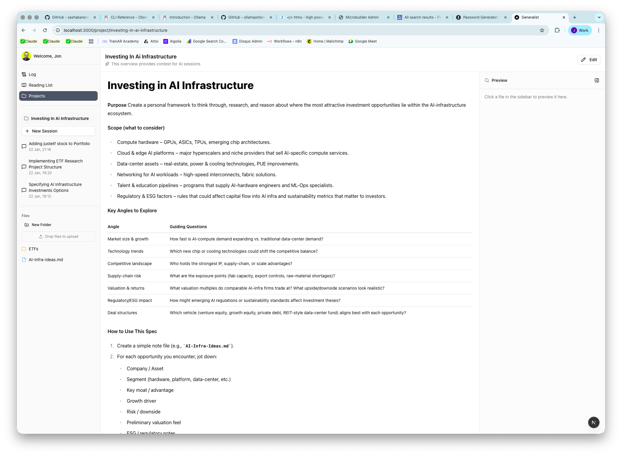 Generalist project overview