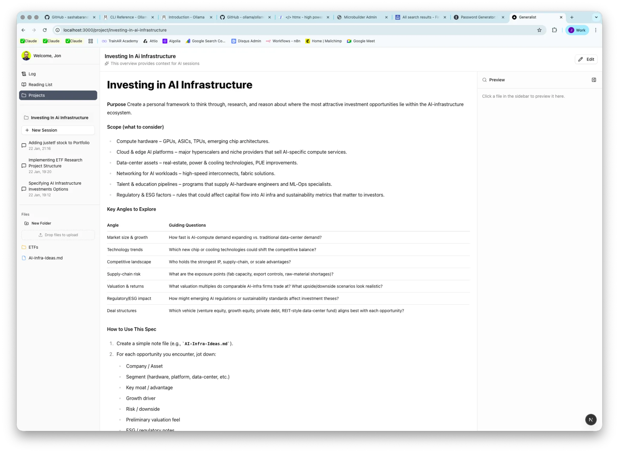 Generalist project overview