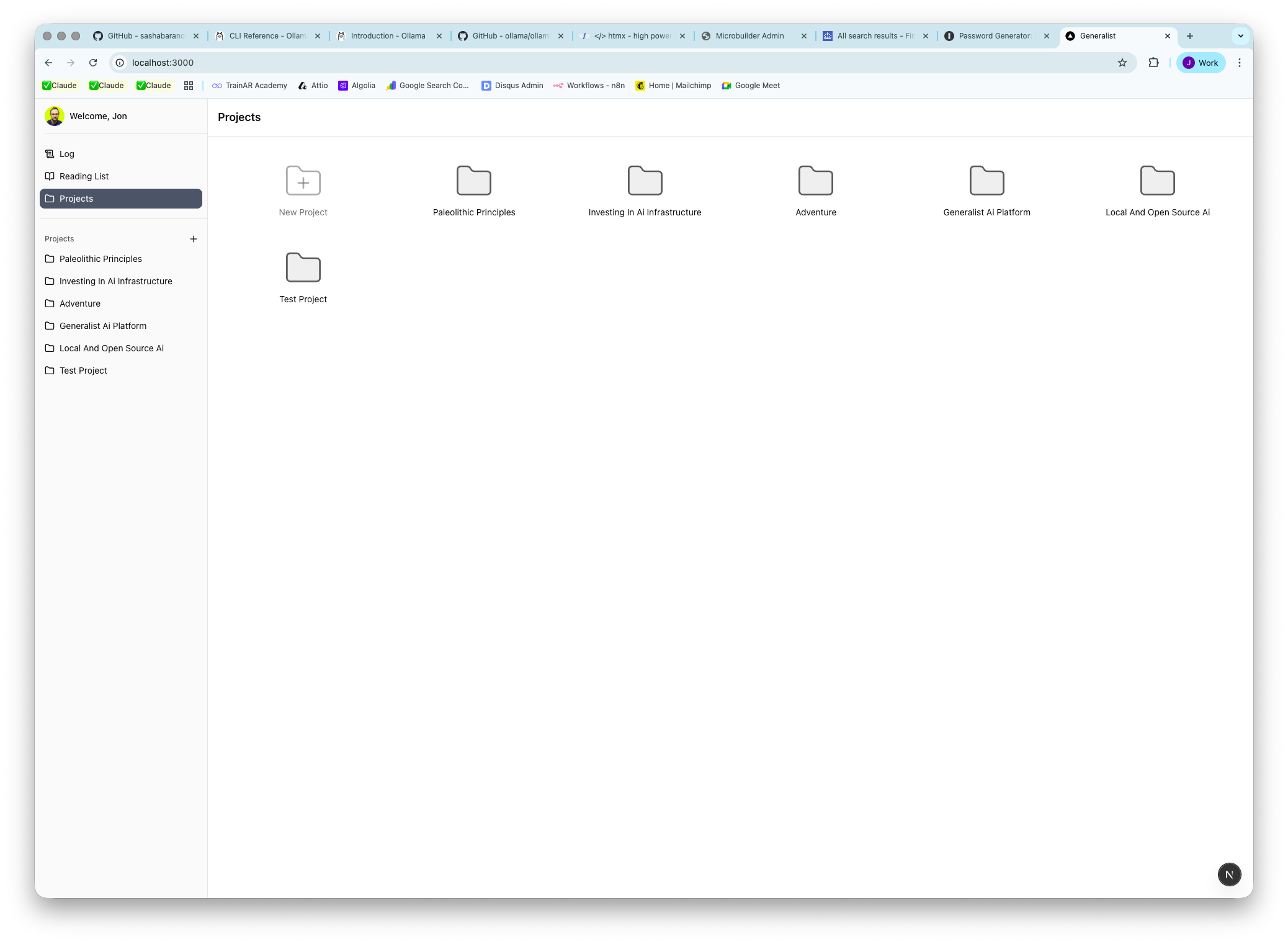 Generalist projects view