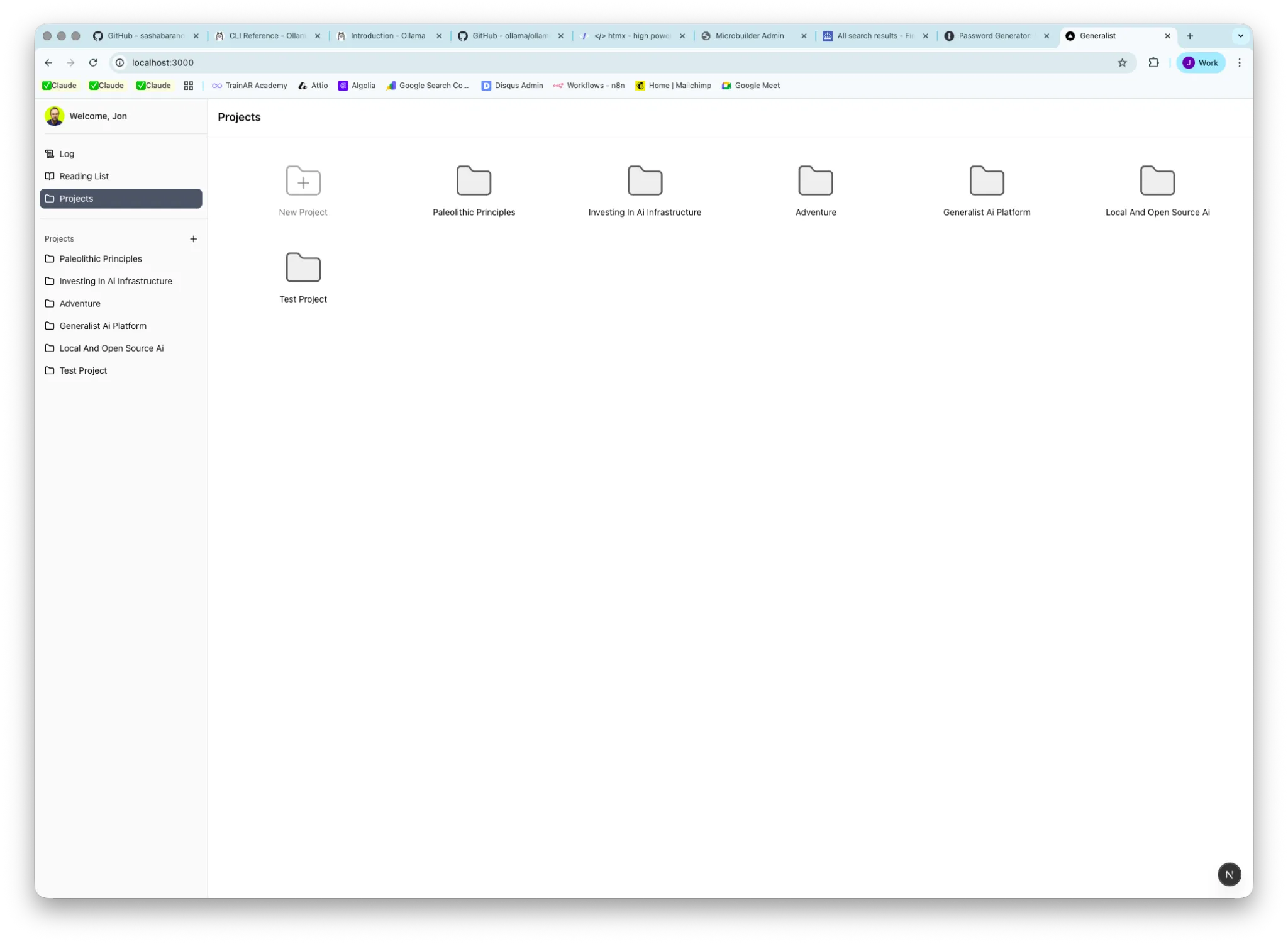 Generalist projects view
