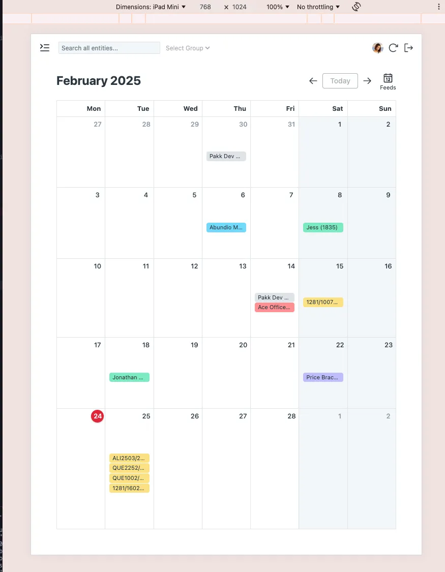 Calendar view