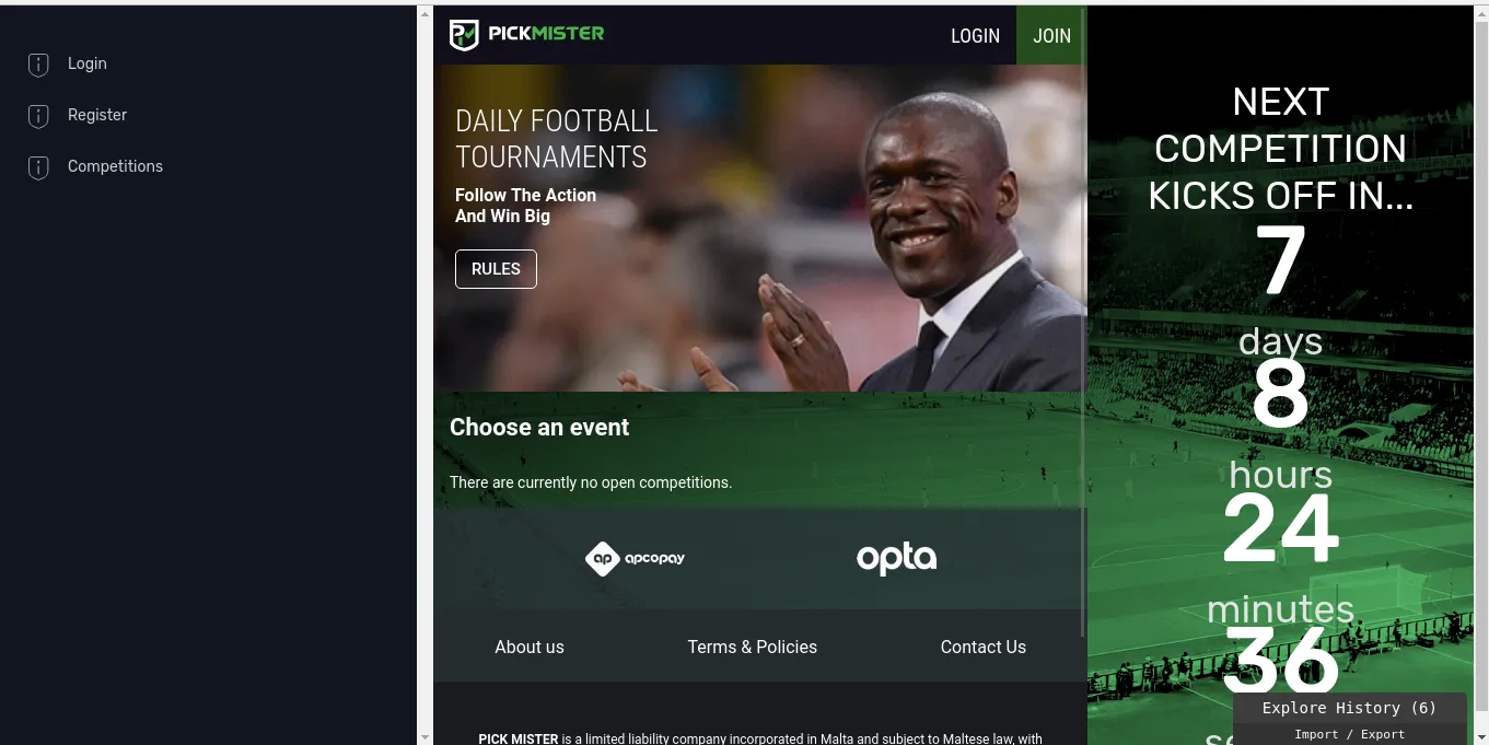 Pickmister homepage featuring brand ambassador Clarence Seedorf