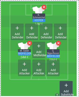 Lineup builder interface
