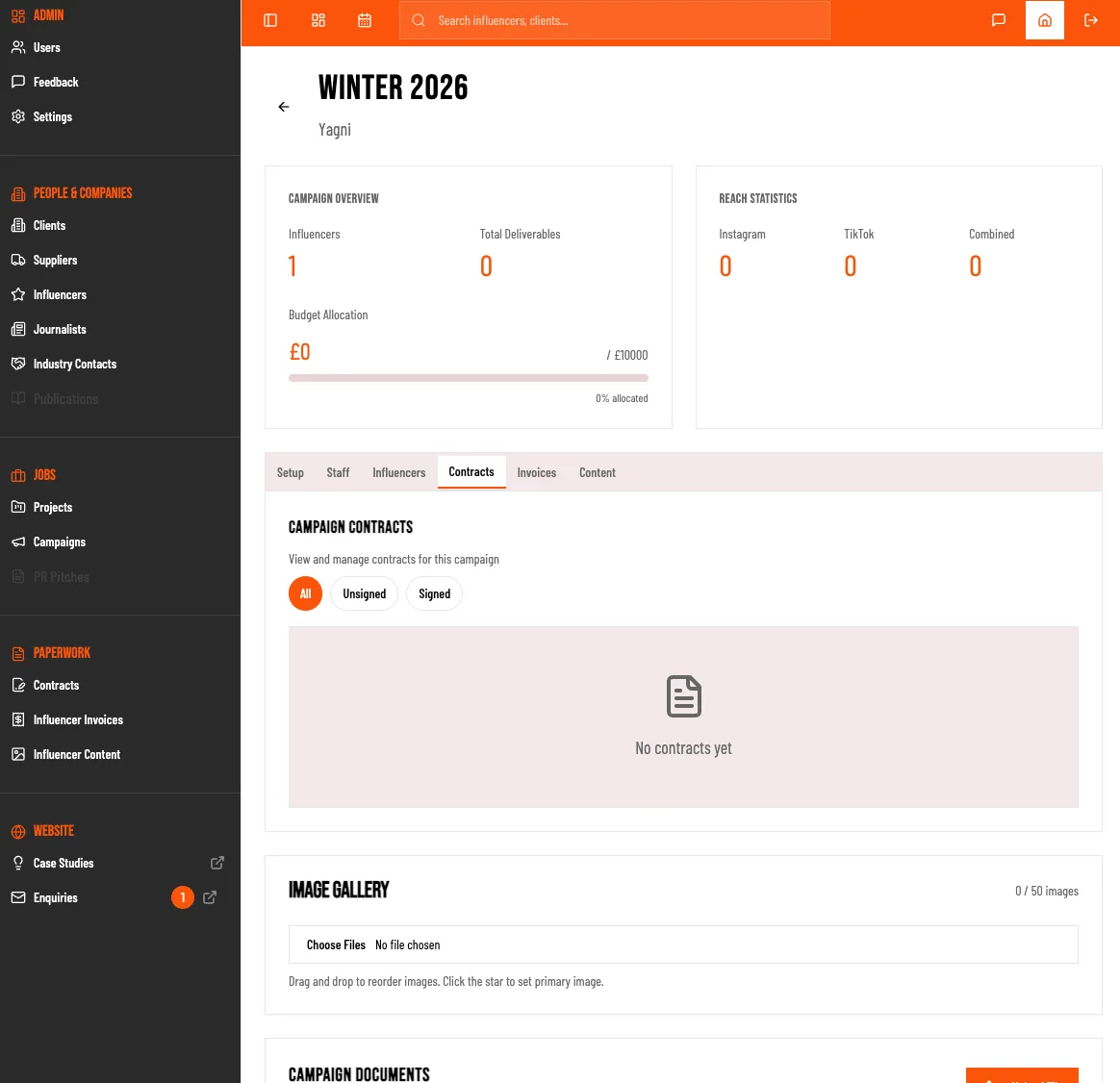 PWR campaign contracts tab