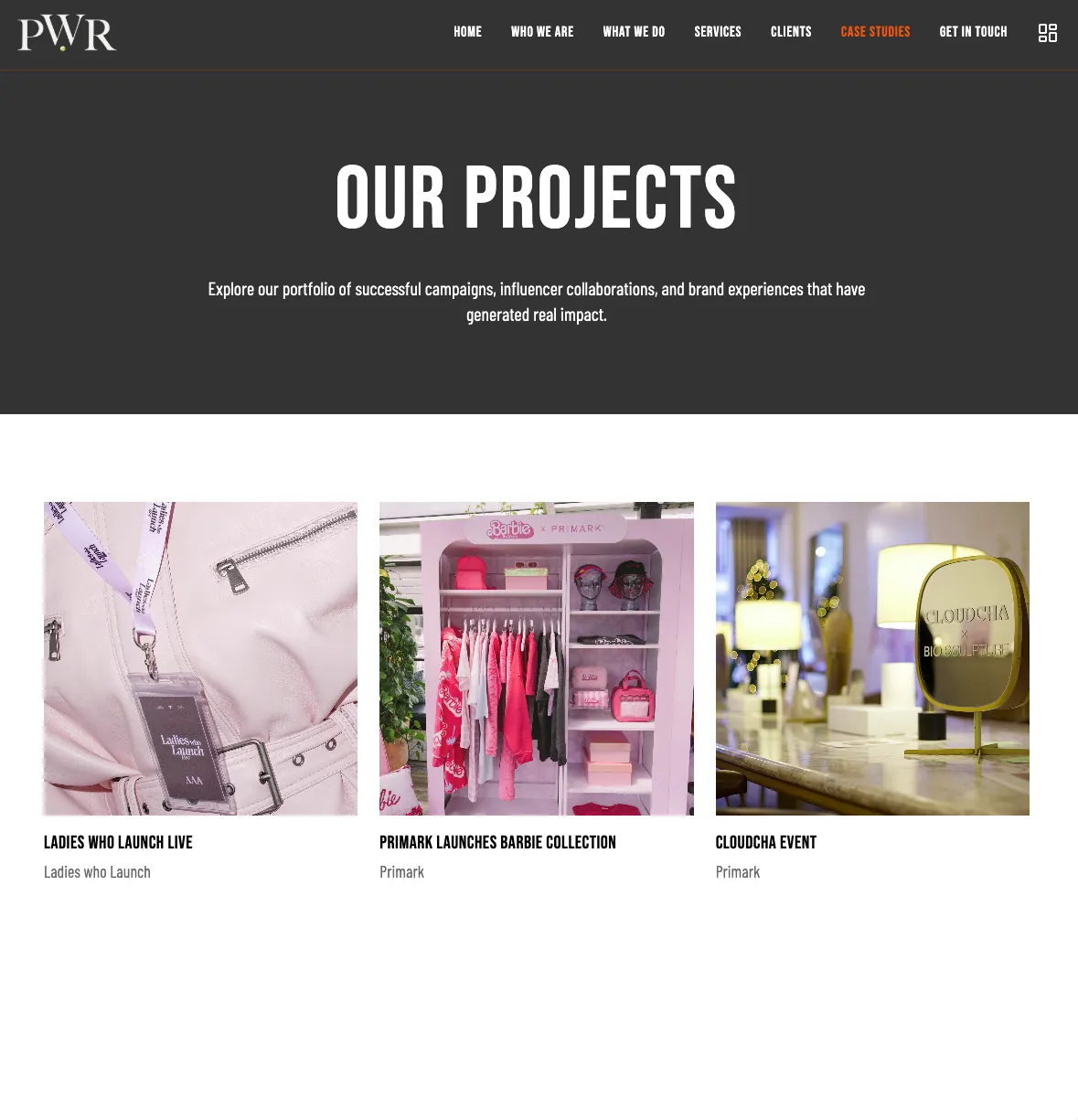 PWR website projects page