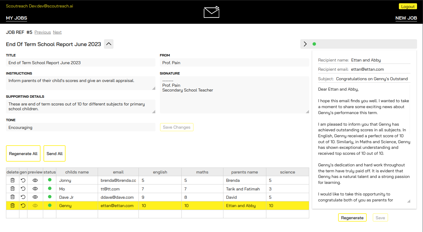 School reports generation