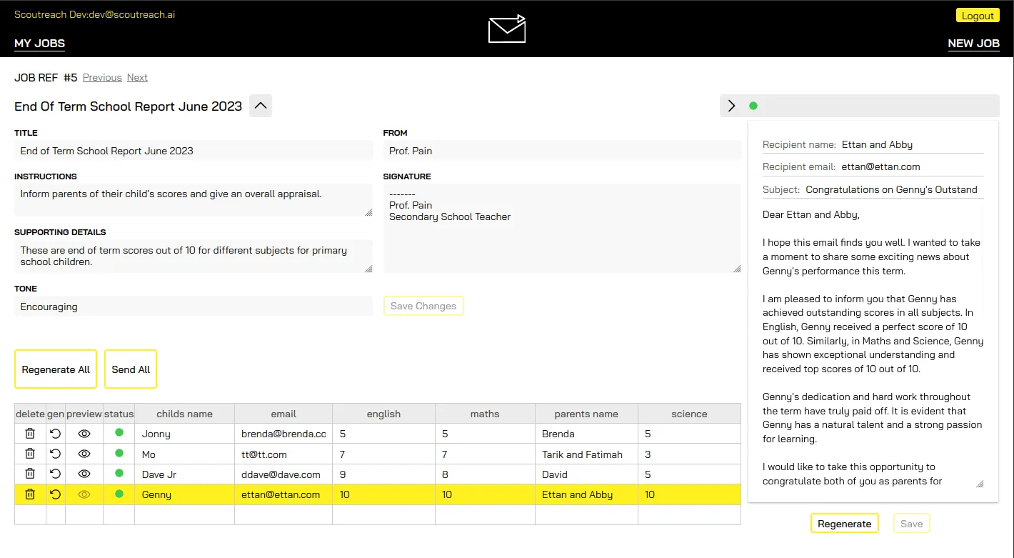 School reports generation