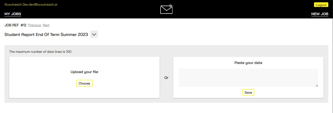 Data upload interface